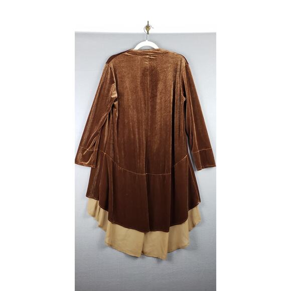 Open Front Velvet Long Robe Jacket Brown Cosplay Steampunk Avant Garde Size M - Picture 10 of 10